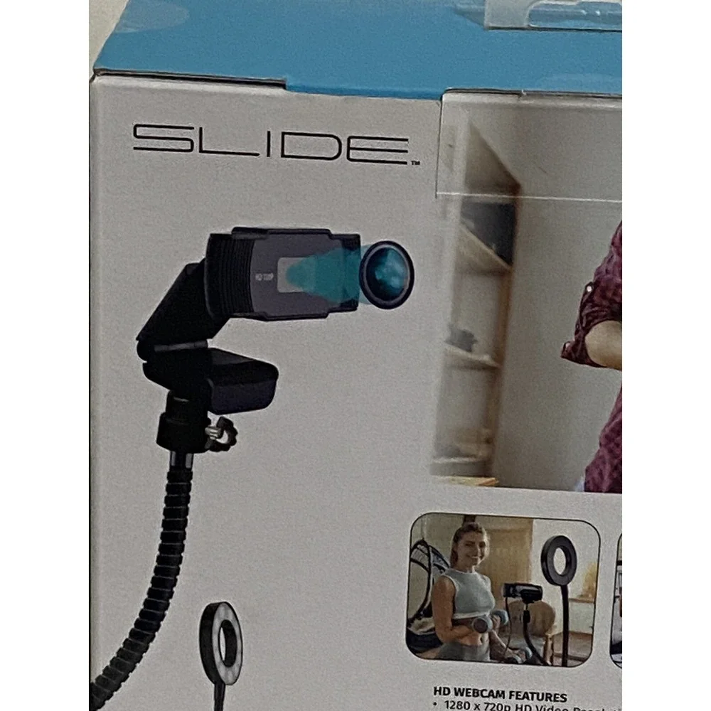 Slide HD Webcam Ring Light Bundle of 2 720P USB Webcam Streaming Video Calls